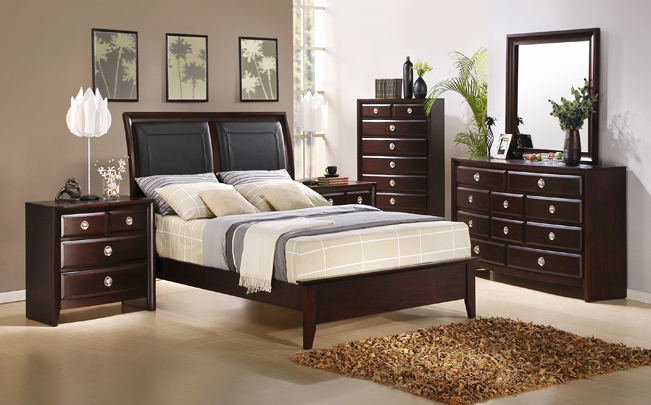 Aurora Bedroom Set with Leather Bed
